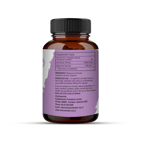 ature's Basket NZ Magnesium Glycinate 120 Vegan Capsules for Sleep and Muscle Relaxation