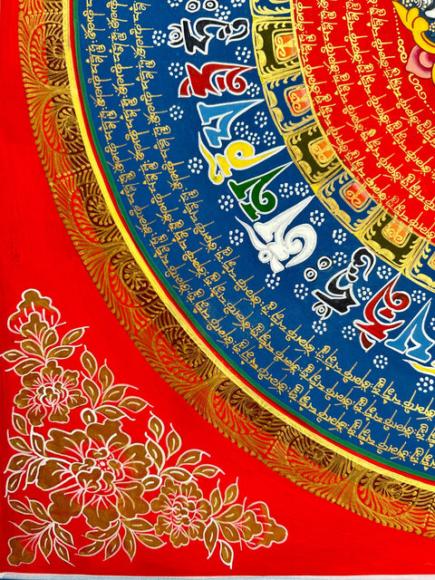 Tibetan Handmade Thangka Mantra Mandala Painting Spiritual Blessing Nature's Basket - NZ