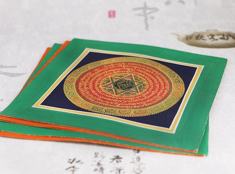 Tibetan Handmade Thangka Mantra Mandala Painting Spiritual Blessing Nature's Basket - NZ