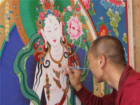 Tibetan Handmade Thangka Mantra Mandala Painting Spiritual Blessing Nature's Basket - NZ
