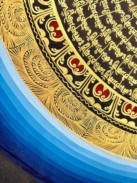 Tibetan Handmade Thangka Mantra Mandala Painting Spiritual Blessing Nature's Basket - NZ