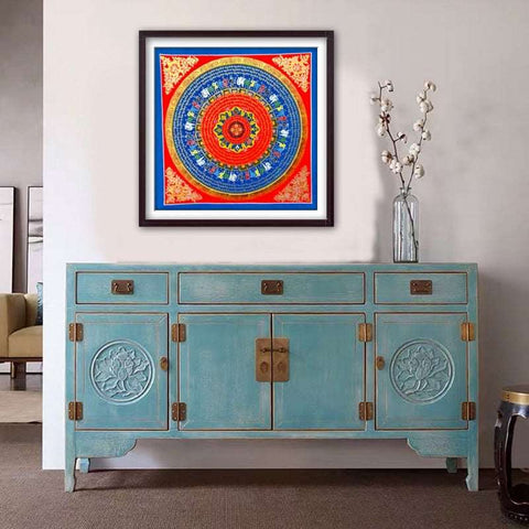 Tibetan Handmade Thangka Mantra Mandala Painting Spiritual Blessing Nature's Basket - NZ