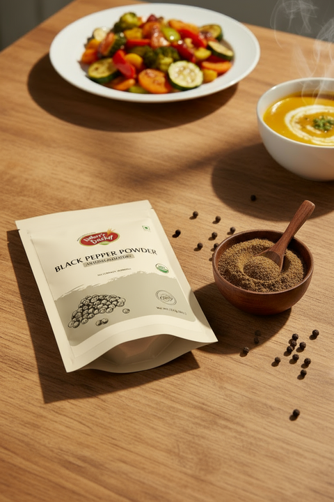 Black Pepper Powder 227g: Ayurvedic Spice with Truffle & Saffron Notes for Wellness & Flavor Nature's Basket - NZ