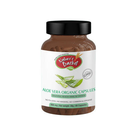 Organic Aloe Vera Capsules - Vegan - Pure & Potent  - 60 Caps Nature's Basket - NZ