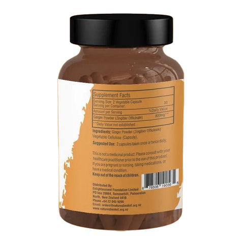Ginger Organic Capsules - Natural Digestive Aid and Immune Booster - Nature's Basket - NZ