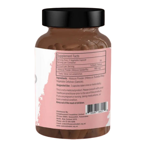 Hibiscus Powder Capsule 900mg 60pcs - Nature's Basket - NZ