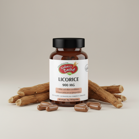 Licorice Root Capsules NZ | 450mg Digestive & Adrenal Support Nature's Basket - NZ