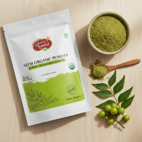 Organic Neem Powder 227g (USDA Certified) – Clear Skin, Scalp & Gut Support Nature's Basket - NZ