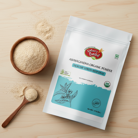 Certified Organic Ashwagandha Powder 227g – Natural Stress Relief, Anxiety Support, Energy Boost & Sleep Aid Nature's Basket - NZ