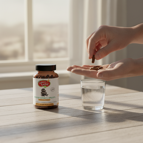 Shilajit Capsules NZ (60) — Himalayan Extract with Fulvic Acid | Energy, Focus & Vitality Nature's Basket - NZ