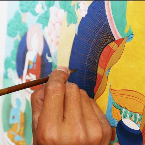 Tibetan Handmade Thangka Mantra Mandala Painting Spiritual Blessing Nature's Basket - NZ