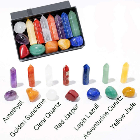7 Chakra Natural Crystal Stone Set with Crystal Towers