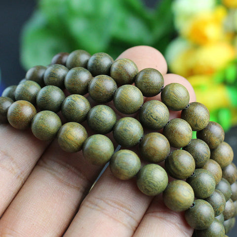 Green Sandalwood Mala Beads – 108 Bead Meditation Bracelet & Necklace 6mm