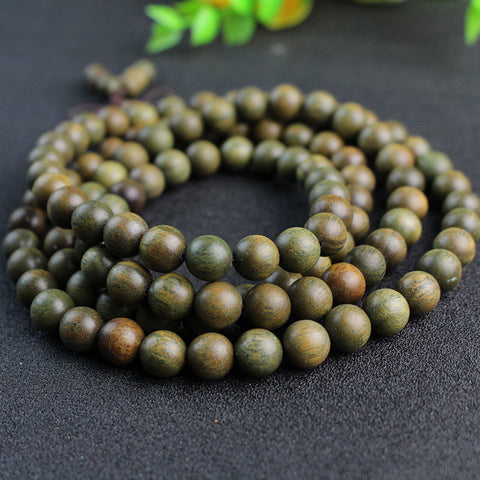 Green Sandalwood Mala Beads – 108 Bead Meditation Bracelet & Necklace 6mm