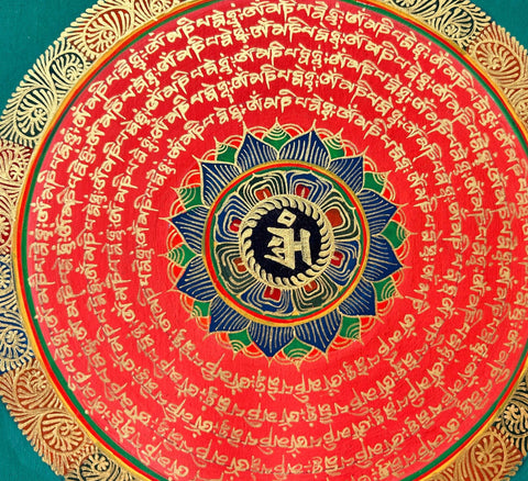 Tibetan Handmade Thangka Mantra Mandala Painting Spiritual Blessing Nature's Basket - NZ