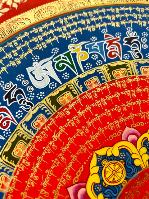 Tibetan Handmade Thangka Mantra Mandala Painting Spiritual Blessing Nature's Basket - NZ