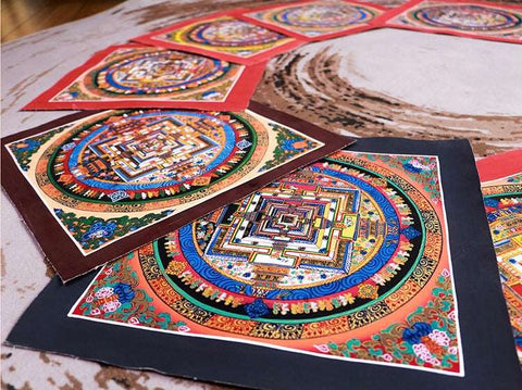 Tibetan Handmade Thangka Mantra Mandala Painting Spiritual Blessing Nature's Basket - NZ