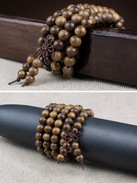 Black Rosewood Mala Beads – 108 Bead Wooden Meditation Bracelet &amp; Necklace (6mm)