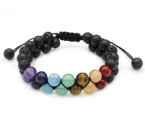 Lava With Mix Semi Precious stone 8mm Beads Bracelet Charged By Reiki Grand  Master